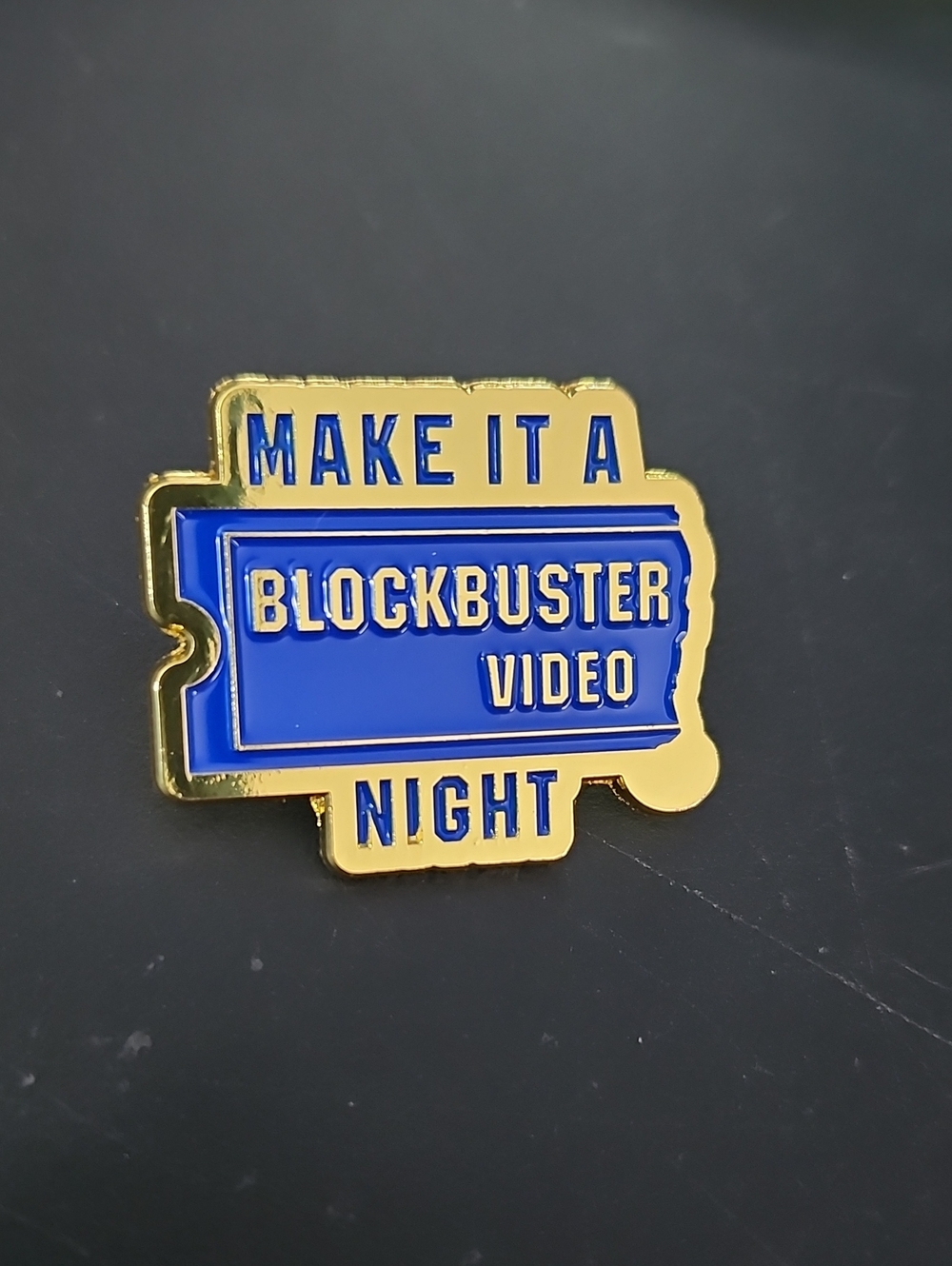 Video Make it a Blockbuster Night Enamel Pin - Blue & Gold